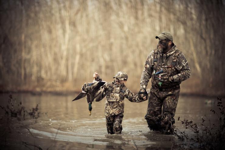 father son duck hunting